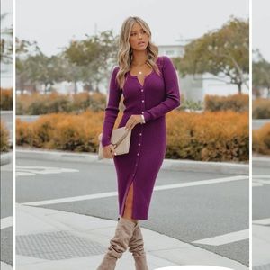 NWOT Mulberry Ribbed Knit Midi Dress